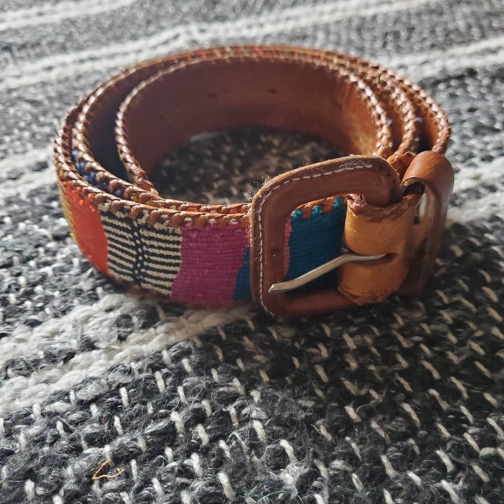 Tan leather and woven belt